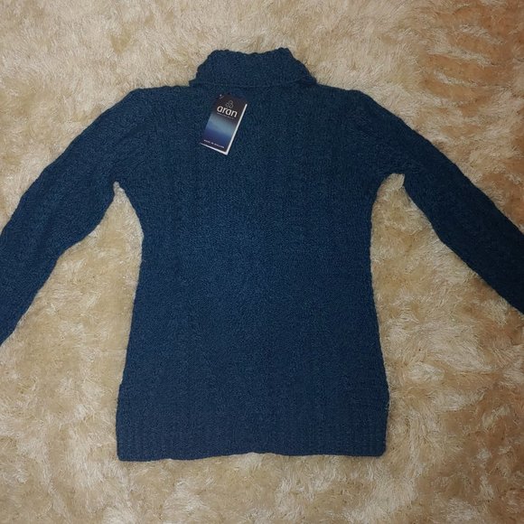 Aran Wool Cable Cardigan with Collar. - Picture 2 of 3